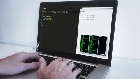 Anonymous Person Coding Network In Laptop, Slow Zoom Stock Footage 82028587