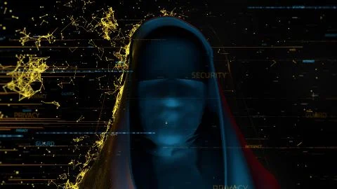 Anonymous person with digital particles that strikes it and form bright netwo Stock Illustration