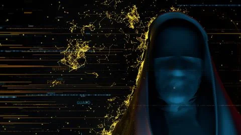 Anonymous person with digital particles that strikes it and form bright netwo Stock Illustration