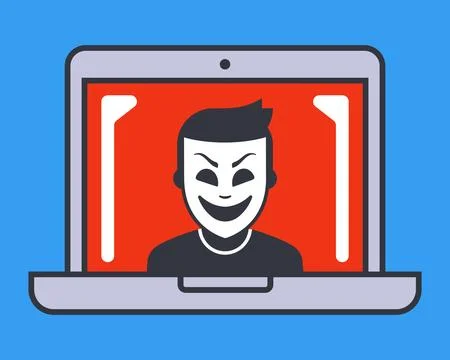 Anonymous person on the internet. hacker breaks into a computer. Stock Illustration