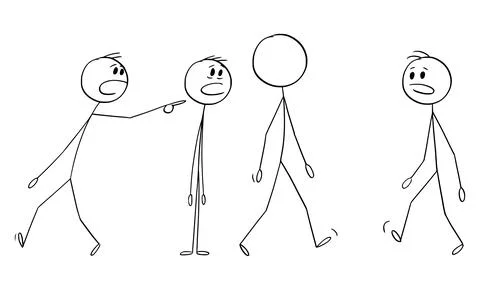 Anonymous Person Without Face, Vector Cartoon Stick Figure Illustration Stock Illustration