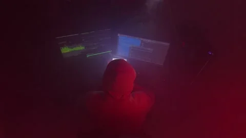 Anonymous person works on the computer, inputs code, programming, hacking Stock Footage 147670313