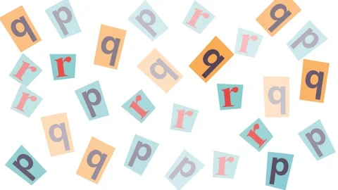 Anonymous Ransom Note Style Pattern with Scattered Alphabet Letters P Q and R Stock Footage 345539491