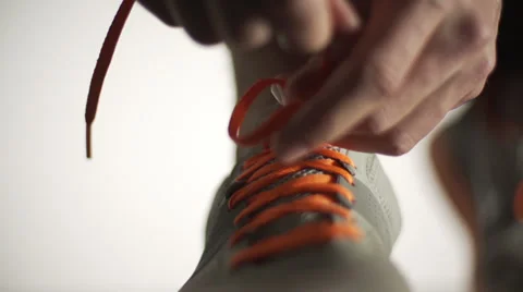 Anonymous runner shoelace Stock Footage 39561176