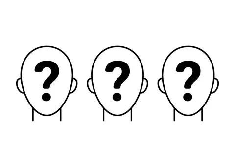 Anonymous set, head with sign question, line icon. Who person concept, search Stock Illustration