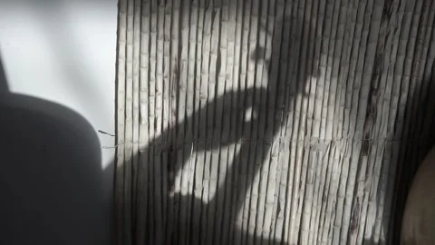 Anonymous shadow playing a ukulele, silhouette playing guitar Stock Footage