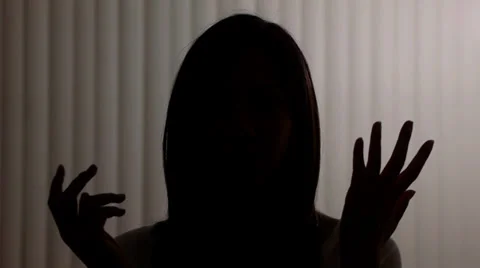 Anonymous Silhouette Girl Interview Stock Footage