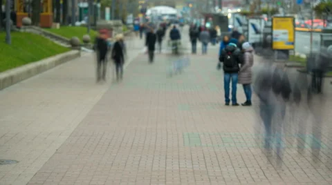 The anonymous smashed people crowd stream on the road. Evening time. Time lapse  Vídeos de archivo 68974846