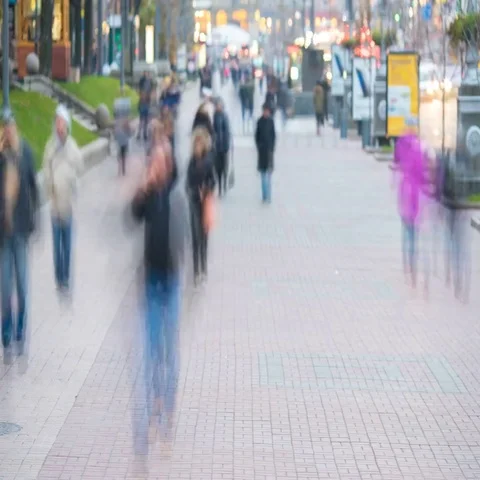 The anonymous smashed people crowd stream. Time lapse Stock Footage 69436023