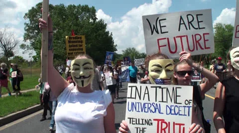 Anonymous Support WikiLeaks Bradley Manning Stock-Footage 24633062