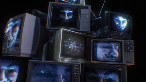Anonymous TV's 02 스톡 동영상 241042413