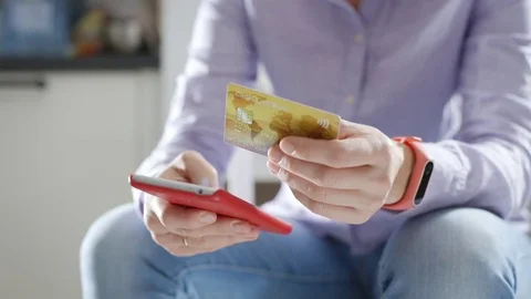 Anonymous woman making online payment 스톡 동영상 82179730