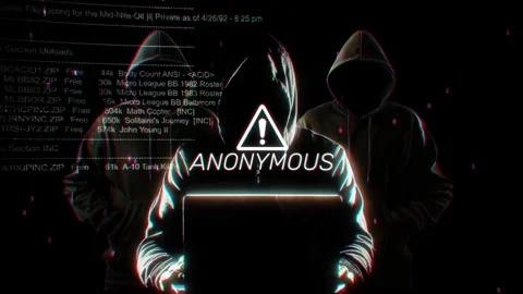Anonymous words of hacking screen in technology Stock Footage 339204992