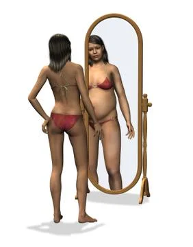 Anorexia - Distorted Body Image Stock Illustration