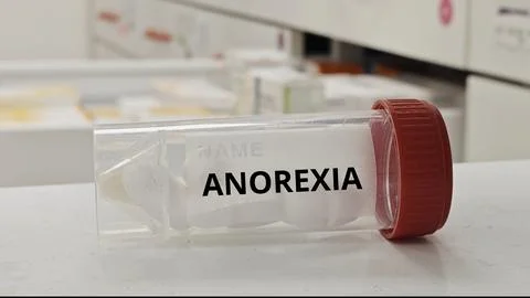 ANOREXIA treatment tablets used to support weight restoration and improve m.. 스톡 사진