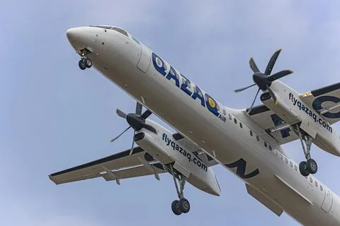 Another dash d 8-400 landed at Astana airport on April 14, 2024 Stock Photos