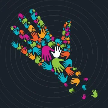 Another hand made up of too many colored hands. vectorial Stock Illustration