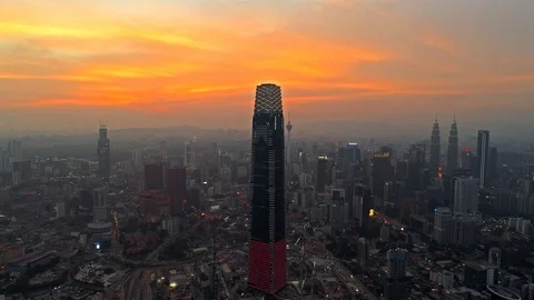Another new skyscraper named TRX captured using drone in 4k time lapse Vídeos de archivo 114222424