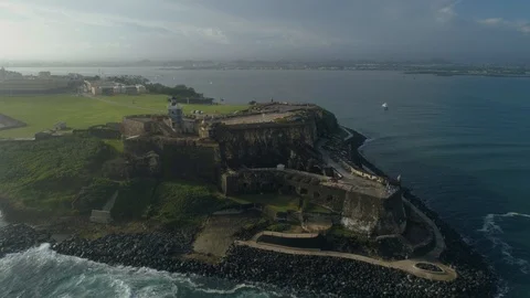 Another Orbiting Shot of El Morro at Sunrise Stock Footage 112835442