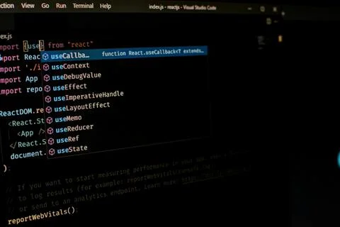 Another side capture of a code editor with jsx code Stock Photos