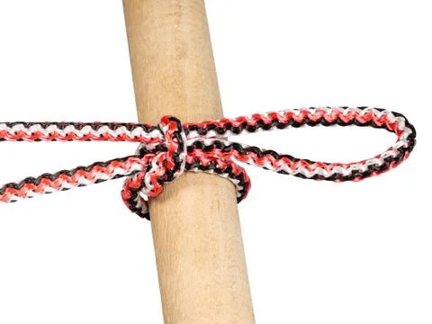 Another side of Singly slipped reef knot on rope Stock Photos
