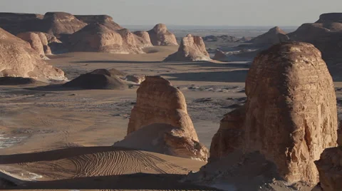 Another view of the "Agabat", White Desert, Egypt Stock Footage 35276354