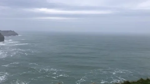 Another view of the Cliffs of Moher during a cloudy winter day Stock Footage 130361622