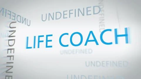 Another word cloud image centered on 'Life Coach', with words emphasizing Stock Photos