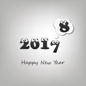 Another Year Passed - Numerals with Rolling Eyes - 2018 Stock Illustration