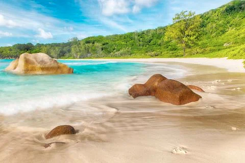 Anse Coco beach in the Seychelles 스톡 사진