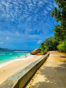 Anse Fourmis beach on La Digue island in Seychelles Stock Photos