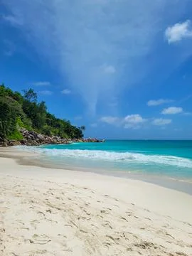 Anse Georgette, one of the most beautiful beaches of Seychelles on Praslin .. Stock Photos
