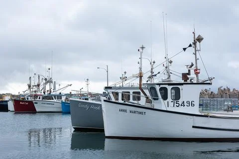 Anse-a-la-Cabane, Quebec, Canada -  08/30/2020 : Fishing boats Foto stock