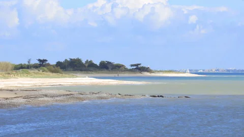 Anse Notre-Dame beach in Sainte-Marie-de-Ré, France on a summer day Stock Footage 247396962