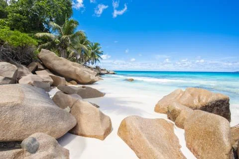 Anse Patates in Seychelles Foto stock