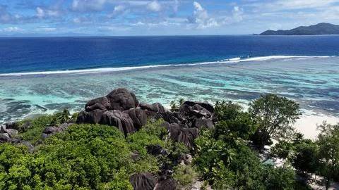 Anse Source D Argent Beach At La Digue Island In Victoria Seychelles. Stock Photos