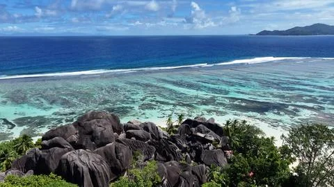 Anse Source D Argent Beach At La Digue Island In Victoria Seychelles. Stock Photos