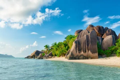 Anse source d'argent beach in seychelles Stock Photos