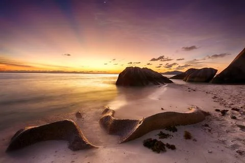 Anse Source d'Argent beach in the Seychelles Stock Photos