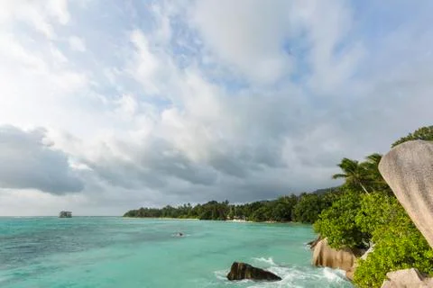 Anse Source D'Argent Evening, Seychelles Stock Photos