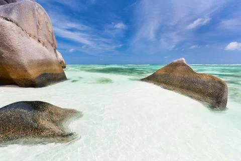 Anse Source D'Argent, La Digue, Seychelles Stock Photos