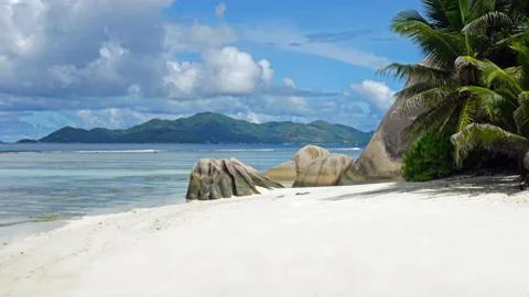 Anse source d'argent on la digue Stock-Fotos
