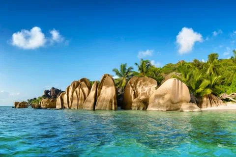 Anse source d'argent la digue island  seychelles Stock Photos
