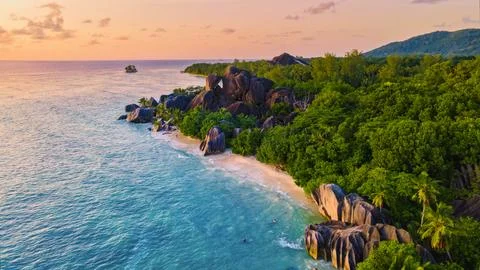 Anse Source d'Argent, La Digue Seychelles, tropical beach during a luxury v.. Stock Photos