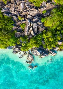 Anse Source D'Argent - the most beautiful beach of Seychelles. La Digue Island Stock Photos