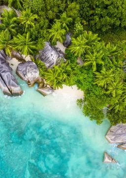 Anse Source D'Argent - the most beautiful beach of Seychelles. La Digue Island Stock Photos