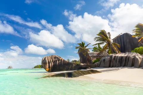 Anse Source D'Argent - the most beautiful beach of Seychelles. La Digue Island Foto stock