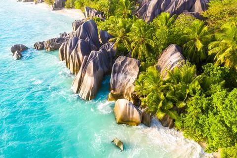 Anse Source D'Argent - the most beautiful beach of Seychelles. La Digue Island Foto stock
