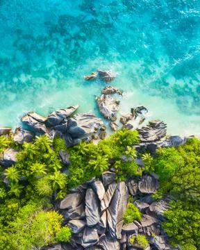 Anse Source D'Argent - the most beautiful beach of Seychelles. La Digue Island Stock Photos