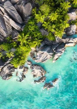 Anse Source D'Argent - the most beautiful beach of Seychelles. La Digue Island Foto stock